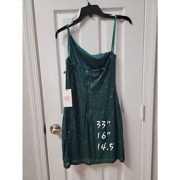Sequin One Shoulder Mini Dress M - Picture 3 of 10
